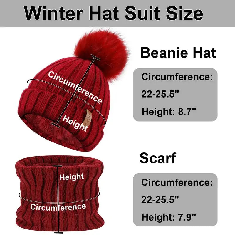 2026 NEW Women Winter Beanie Hat Scarf Gloves Set, Warm Fleece Knit Touch Screen Gloves, Double-Layered Brim, Ideal Gift for Thanksgiving 3 Pieces Touchscreen Gloves, Beanie Hat,And Scarf for Men'S and Women'S