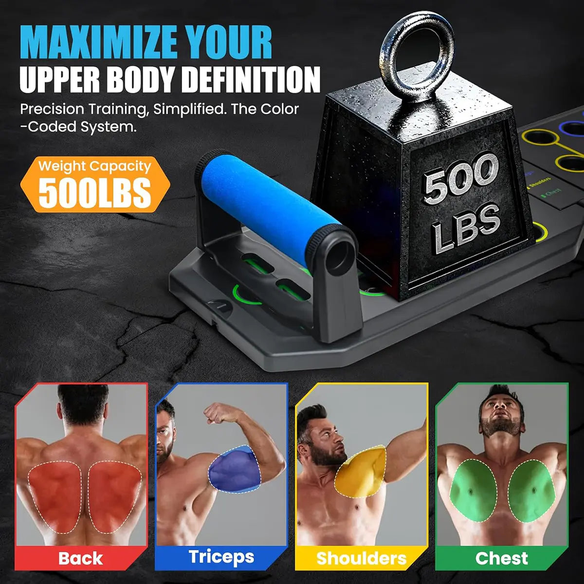 28-Hole Enhanced Push-Up Board Fitness Kit, Unisex Foldable Home Gym Exercise Equipment with Push up Bars, Resistance Band & Upper Body Toner, Travel-Ready Strength Training Accessory for Chest, Arms & Core, Boyfriend Gift, Home Training Equipment