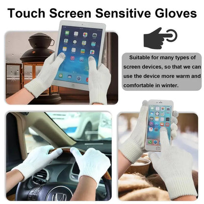 2026 NEW Women Winter Beanie Hat Scarf Gloves Set, Warm Fleece Knit Touch Screen Gloves, Double-Layered Brim, Ideal Gift for Thanksgiving 3 Pieces Touchscreen Gloves, Beanie Hat,And Scarf for Men'S and Women'S