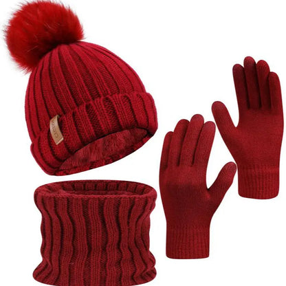 2026 NEW Women Winter Beanie Hat Scarf Gloves Set, Warm Fleece Knit Touch Screen Gloves, Double-Layered Brim, Ideal Gift for Thanksgiving 3 Pieces Touchscreen Gloves, Beanie Hat,And Scarf for Men'S and Women'S