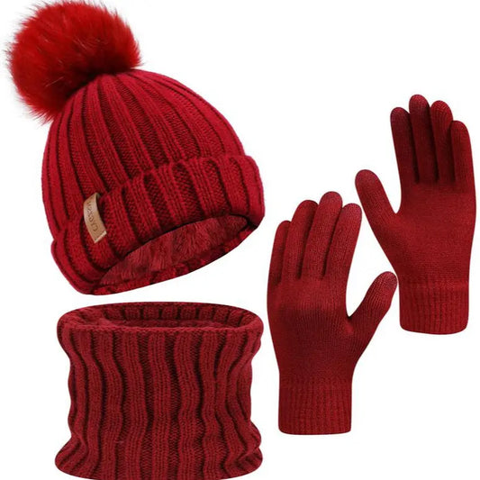 2026 NEW Women Winter Beanie Hat Scarf Gloves Set, Warm Fleece Knit Touch Screen Gloves, Double-Layered Brim, Ideal Gift for Thanksgiving 3 Pieces Touchscreen Gloves, Beanie Hat,And Scarf for Men'S and Women'S