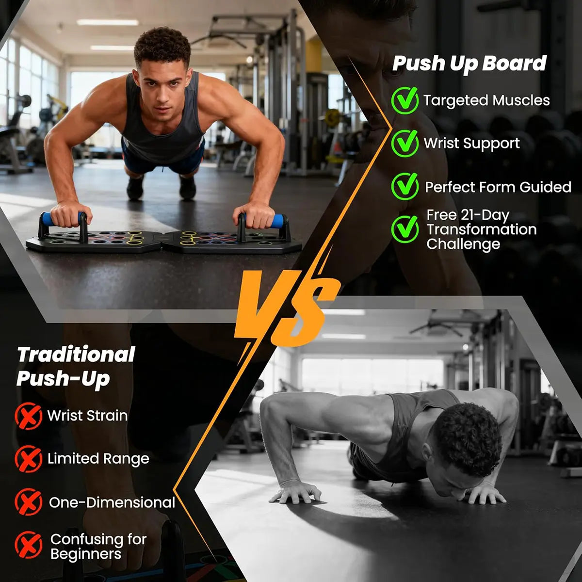 28-Hole Enhanced Push-Up Board Fitness Kit, Unisex Foldable Home Gym Exercise Equipment with Push up Bars, Resistance Band & Upper Body Toner, Travel-Ready Strength Training Accessory for Chest, Arms & Core, Boyfriend Gift, Home Training Equipment